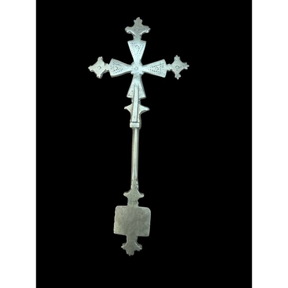 Handcrafted Ethiopian Brass Cross Orthodox Religious Artifact 10" Long - Picture 1 of 8